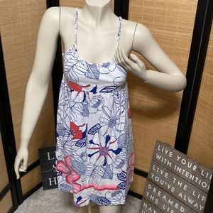 Roxy medium flower print dress white blue and pink